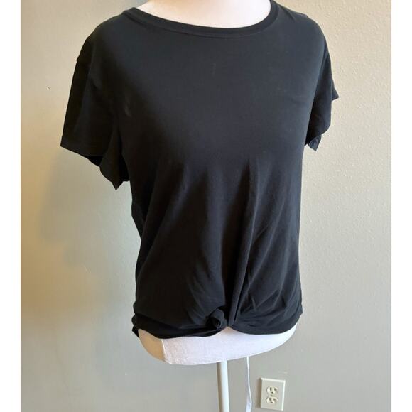 Y2K Abercrombie Fitch Black T Shirt Tie Front SOFT AF Tee Whimsygoth Whitchy L - Picture 1 of 12